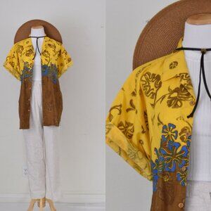 Vintage 90s Floral Mens Cotton Shirt |‎ size L